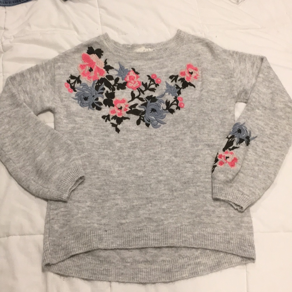 H&M gray embroidered sweater.
